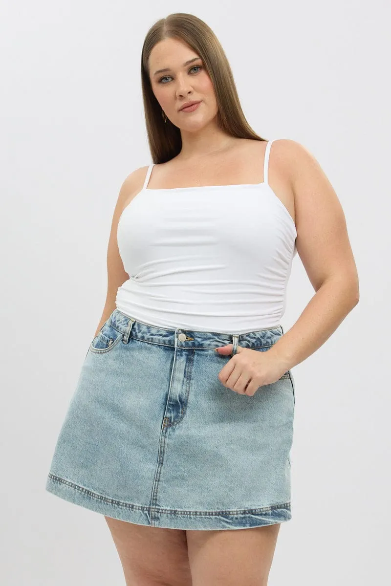 White Bodysuit Sleeveless Vintage Style Mountain Cool