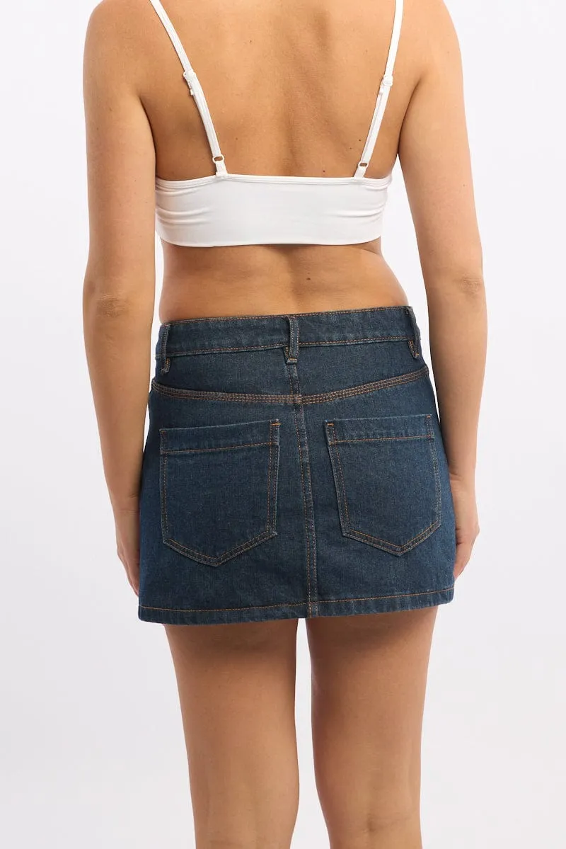 Denim Mini Skirt Mid Rise Regular Fit Breezy Fit