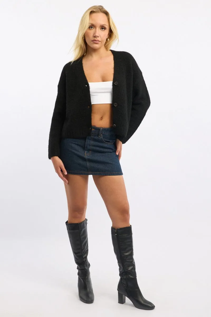 A line Denim Mini Skirt Mid Rise Regular Fit