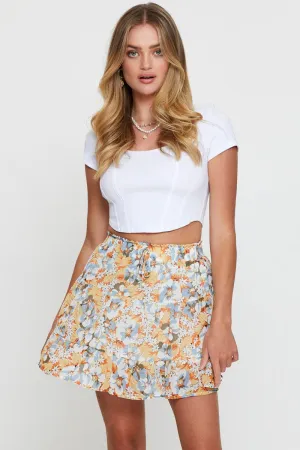 Patchwork Design Print Flare Skirt Mini High Rise