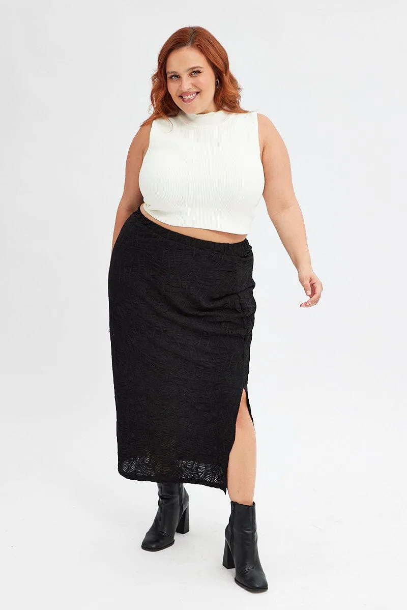 Black Maxi Skirt Side Split button detail