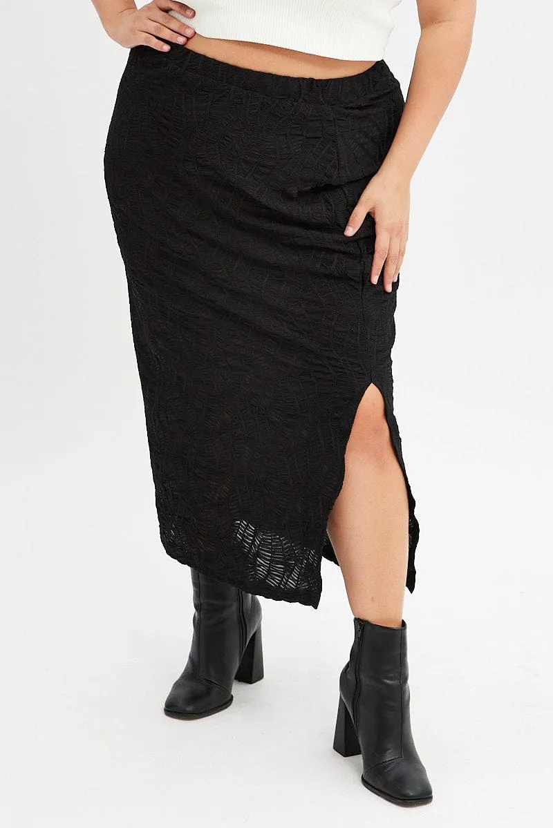 Black Maxi Skirt Side Split Seamless construction Vegan Material