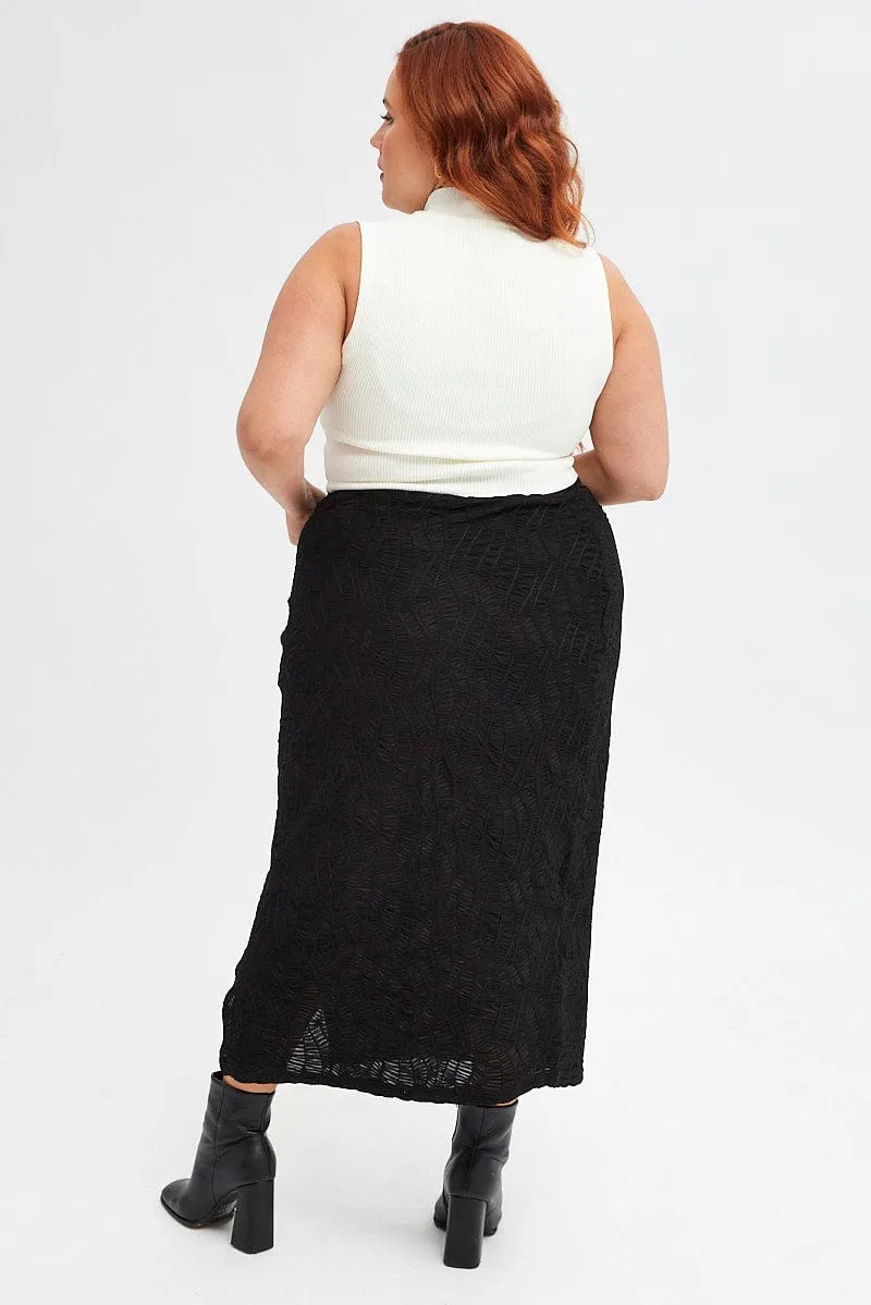 Comfort Mood Friction Free Black Maxi Skirt Side Split