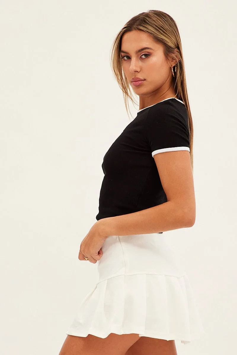 White Micro Mini Skirt Low Rise Tennis Jersey Lined One size fits most Foldable Packability