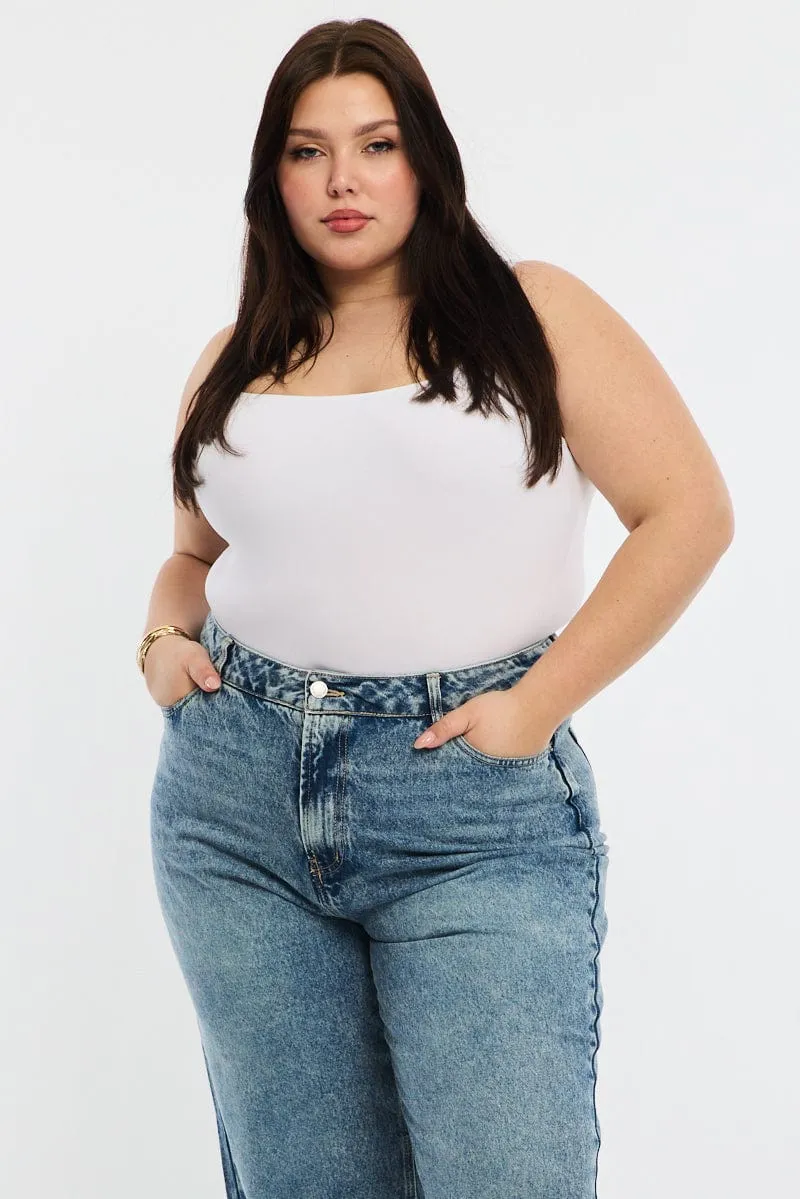 Weather resistant Tulle Soul White Bodysuit Scoop Neck Seamless
