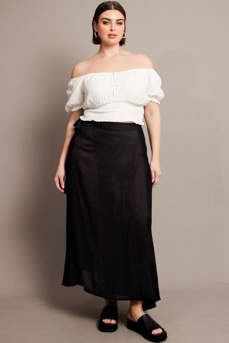 Soft Movement Black Crinkle Wrap Maxi Skirt