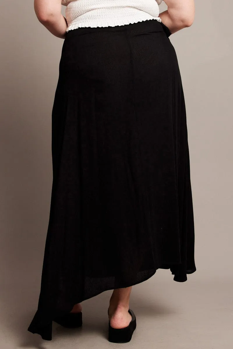 Urban Pulse Black Crinkle Wrap Maxi Skirt
