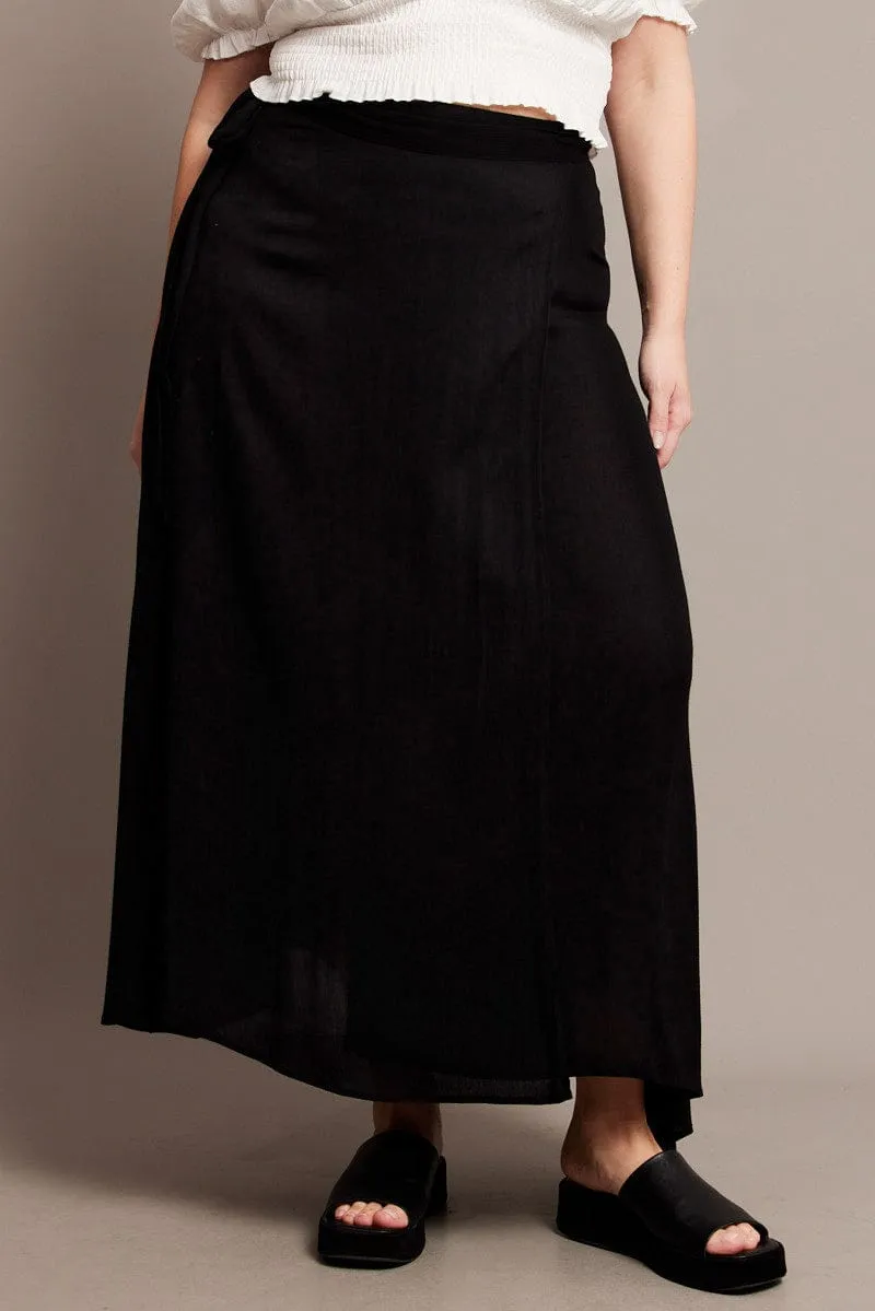 Black Crinkle Wrap Maxi Skirt Bold Mood