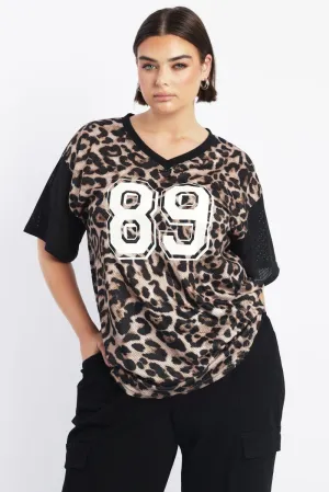 Sporty Comfort Wear Reversible Design Concept Black Animal Print Graphic Print Leopard Sport Top