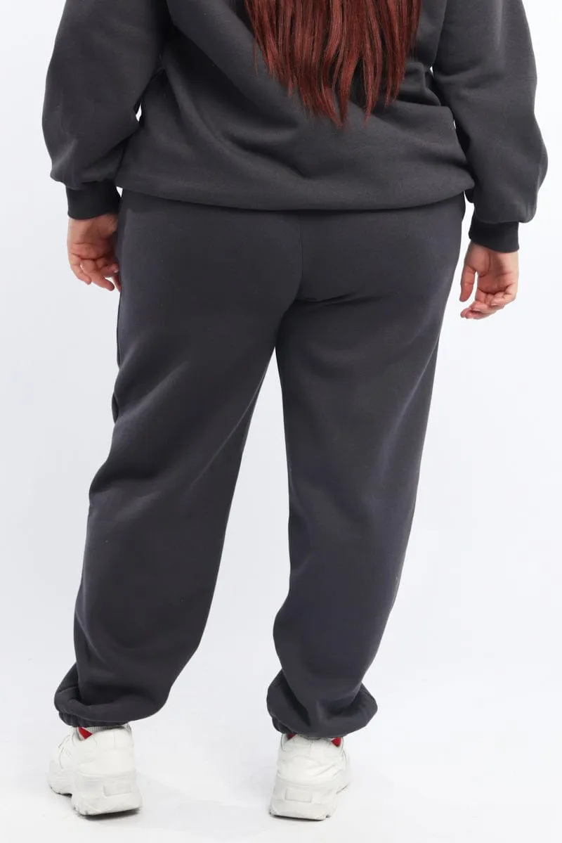 Casual Chic Grey Bow Print Track Pants