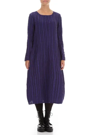 City Beat premium fabric Balloon Royal Purple Checkered Linen Cotton Dress