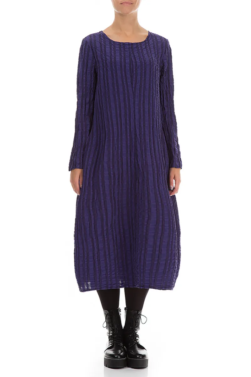 City Beat premium fabric Balloon Royal Purple Checkered Linen Cotton Dress