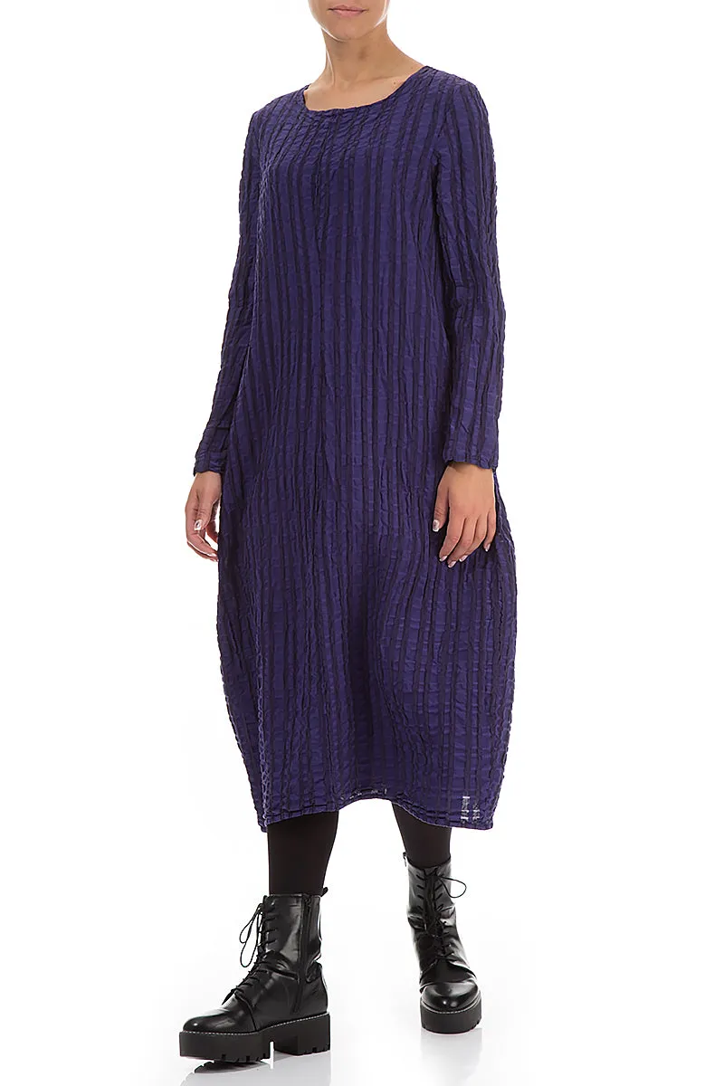 FlatlockStitching Tribal Soul Balloon Royal Purple Checkered Linen Cotton Dress