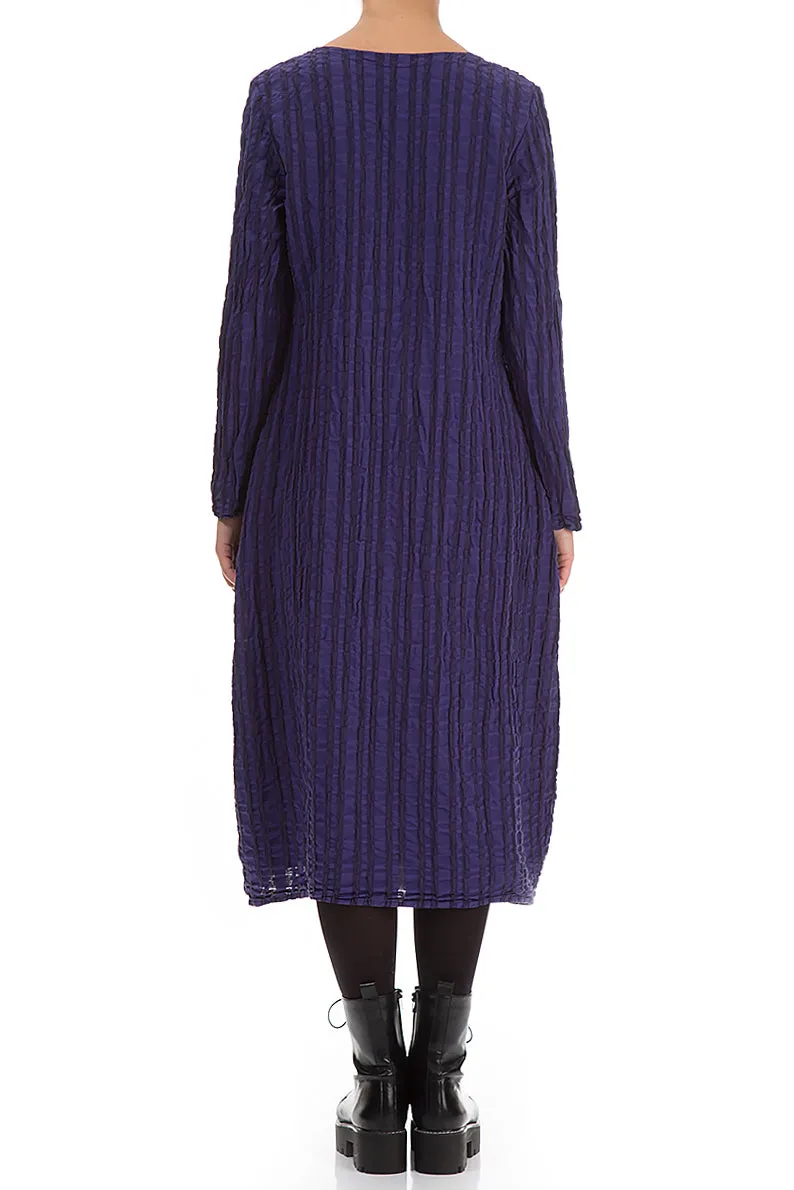 Balloon Royal Purple Checkered Linen Cotton Dress Fashionable Look OdorControl Treatment