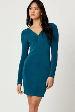 NonSlipTrims Charm Core Blue Slinky Jersey Twist Front Dress
