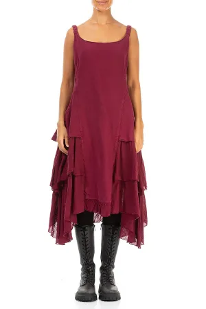 Buttoned Back Dark Red Linen Dress StainRepellentSurface Utility Mode