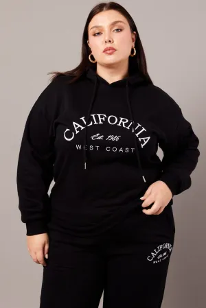 Weekend Comfort Fashion Layer Black Hoodie Sweatshirt Long Sleeve Oversized