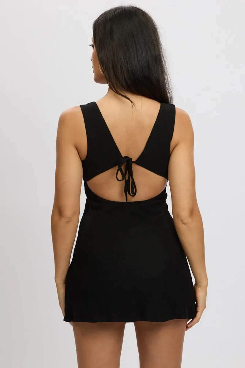 Black Mini Dress Cut Out Fashionable above-the-knee gown