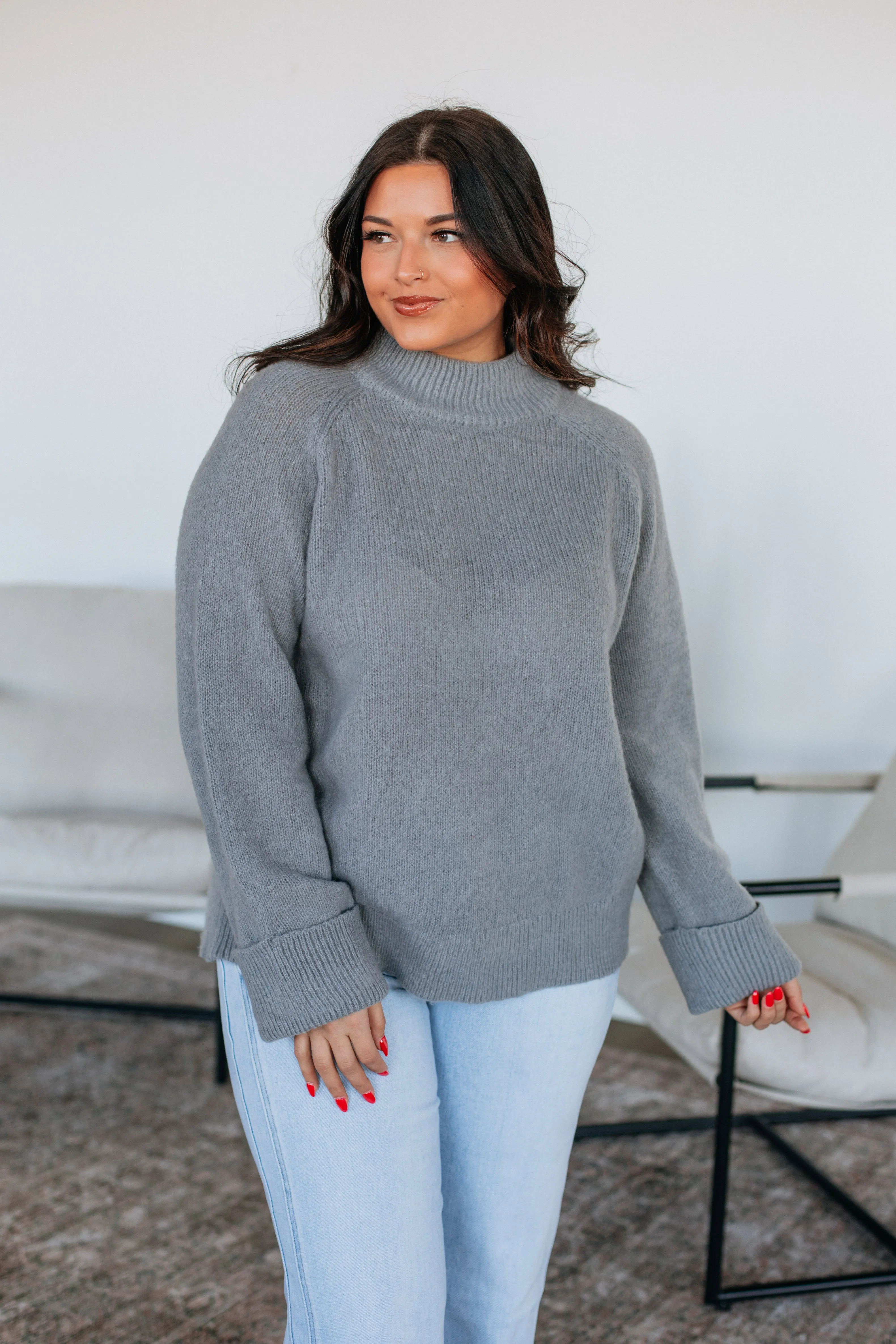 Soft Layers Comfy Appeal Samson Mock Neck Sweater - Grey