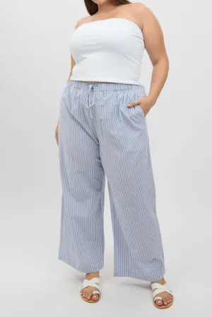 Heat Friendly StaticDissipative Blue Stripe Stripe Elastic Waist Wide Leg Pants