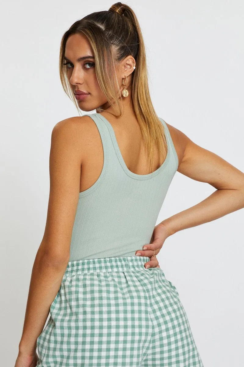 Trend Glow Green Bodysuit Sleeveless Seamless