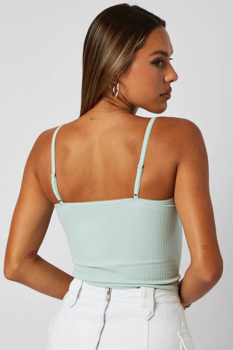 ShockAbsorbent Padding ZeroWaste Production Green Singlet Top Scoop neck Seamless