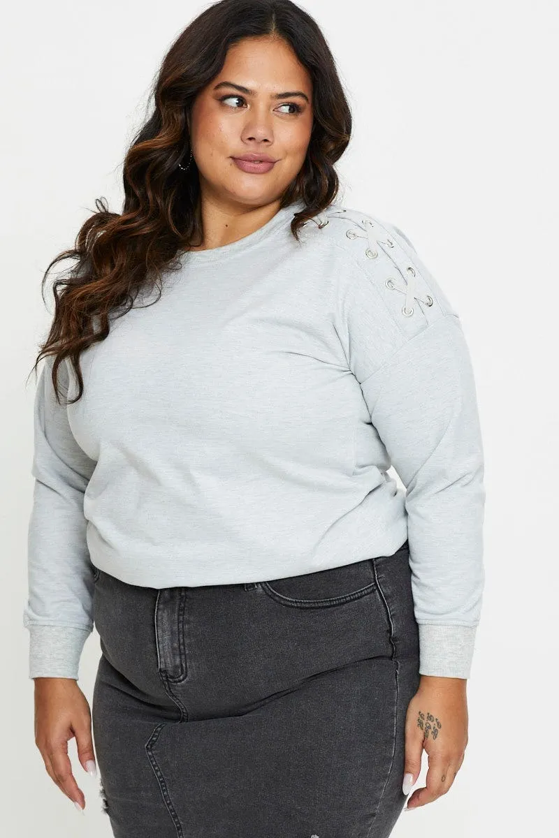 product neon energy Grey Fleece Sweatshirt Crew Neck Long Sleeve