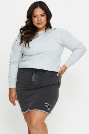 Grey Fleece Sweatshirt Crew Neck Long Sleeve product twill durability
