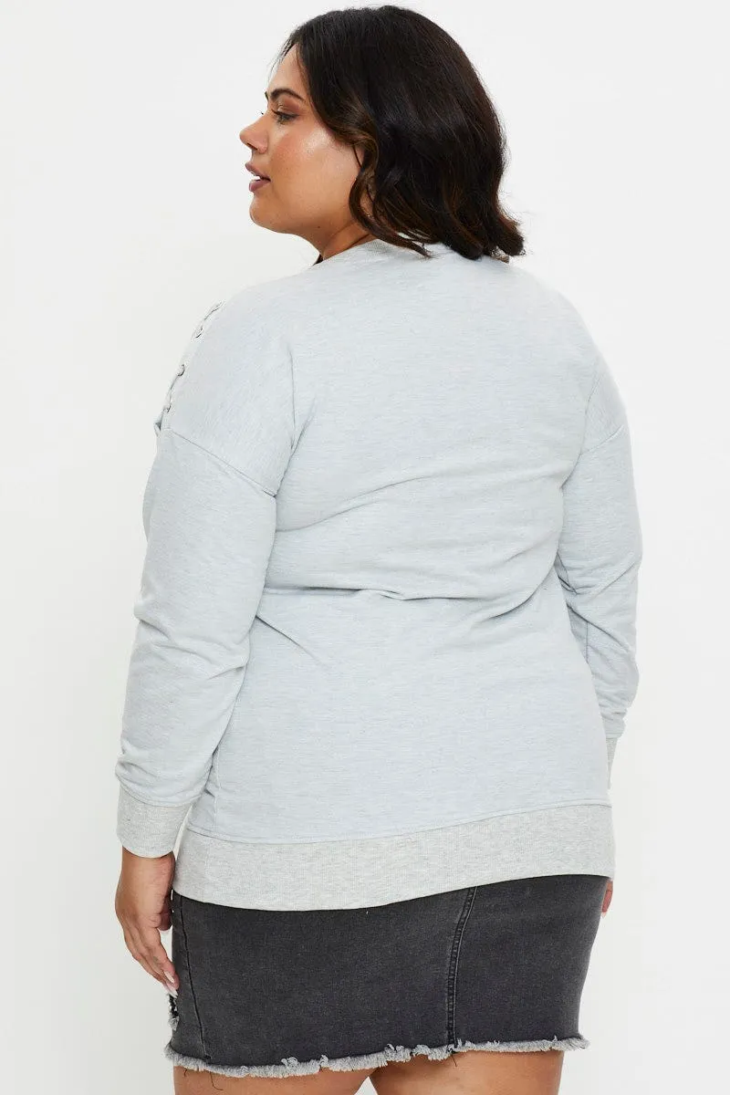product bow cuteness Grey Fleece Sweatshirt Crew Neck Long Sleeve