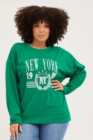 material trend Team Pride Green Fleece Sweatshirt Nyc Embroidered Long Sleeve