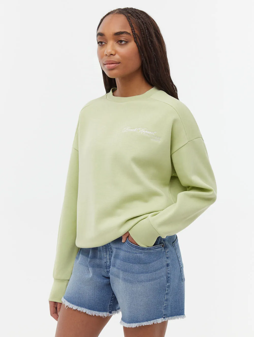 Adjustable Straps CrossBackStructure Desta Script Graphic Crew Neck Sweatshirt