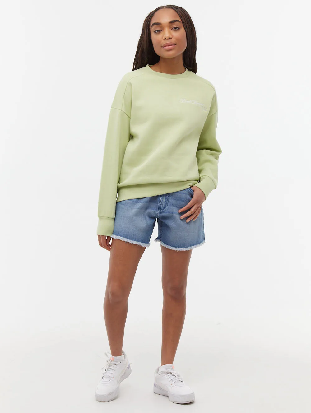 Desta Script Graphic Crew Neck Sweatshirt OdorControl Technology One-Piece Wear