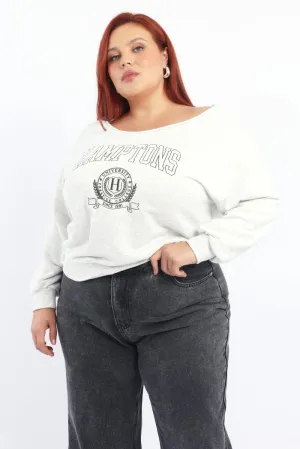 product office appropriateness slim cut Grey Sweatshirt One Shoulder Long Sleeve