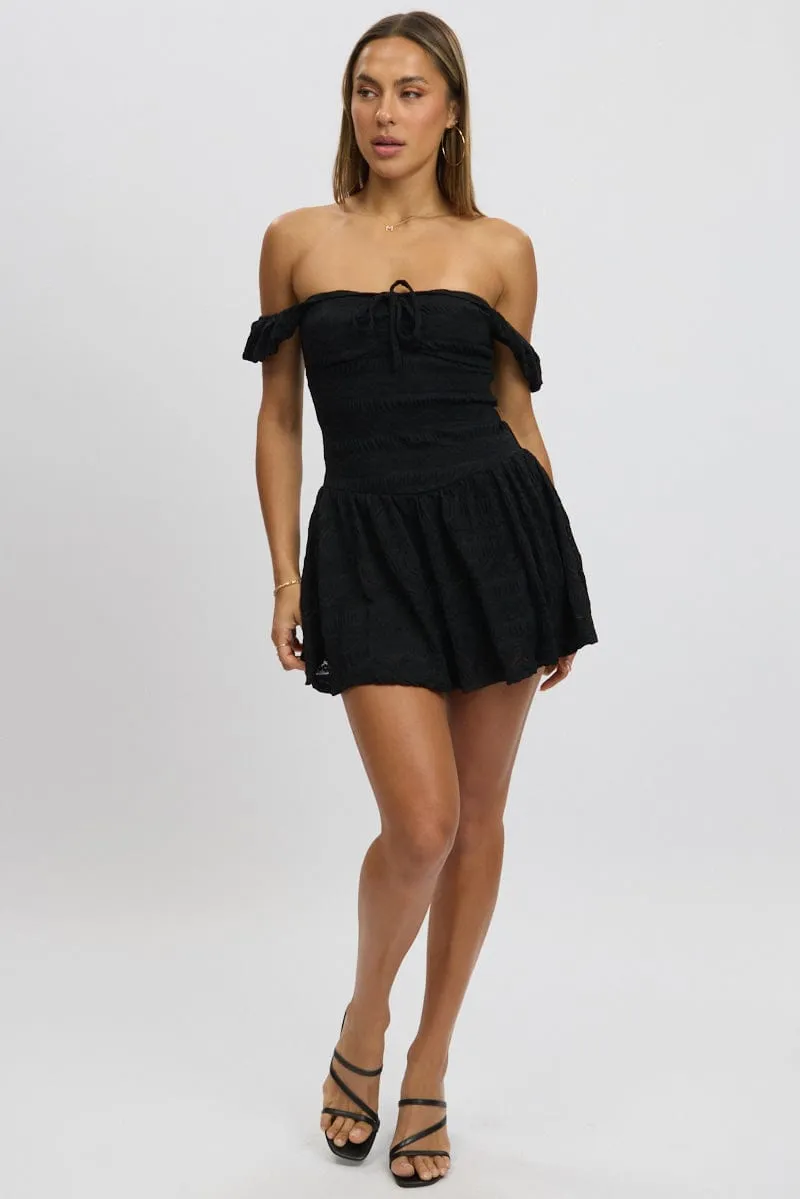Black Fit And Flare Dress Drop Waist Mini Handmade Fit Active Ease
