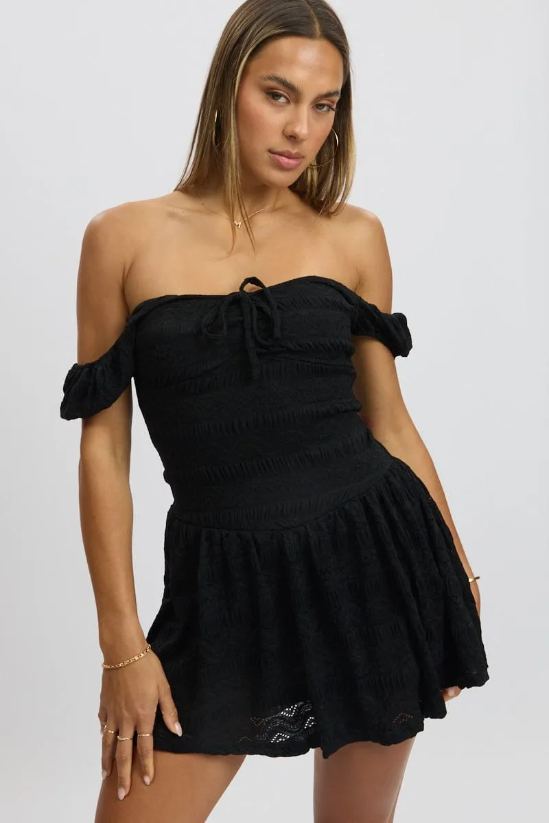 Urban Pulse Black Fit And Flare Dress Drop Waist Mini