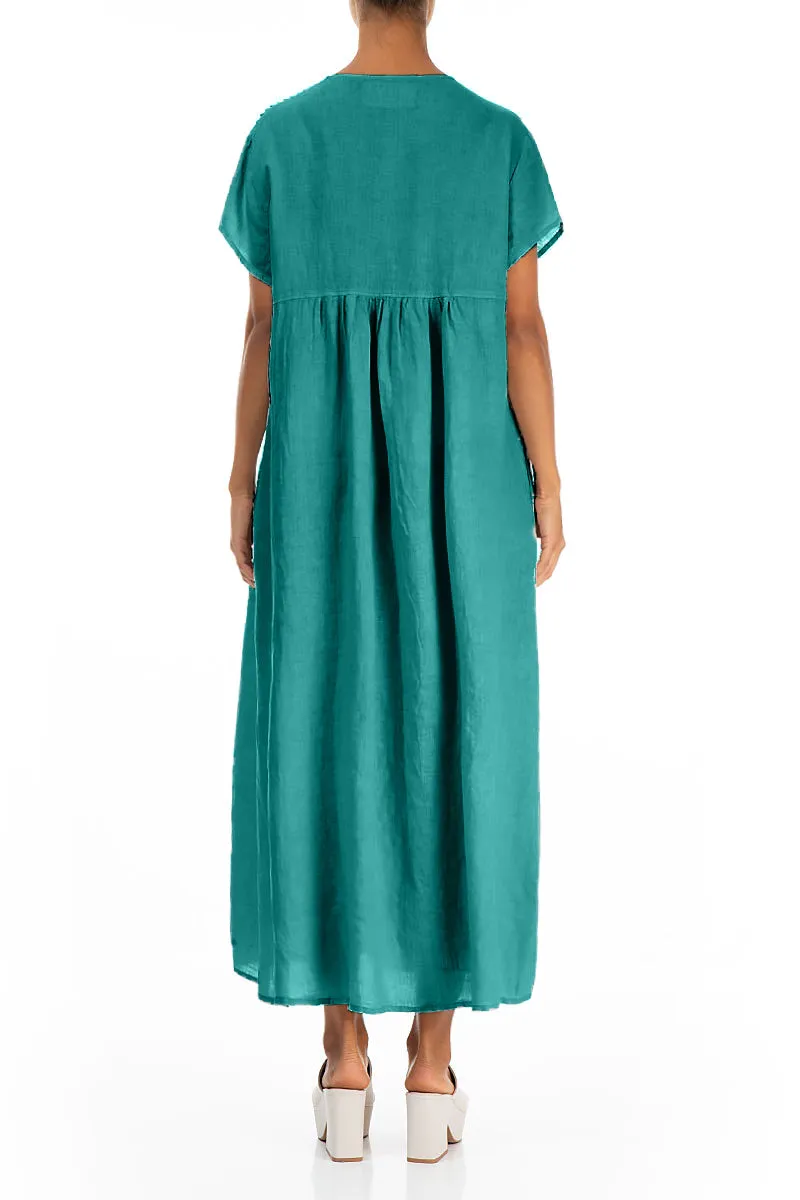 Stylish Shoes Romantic Turquoise Linen Dress