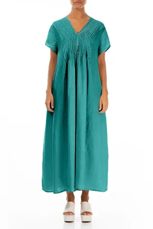 Soft Motion Romantic Turquoise Linen Dress
