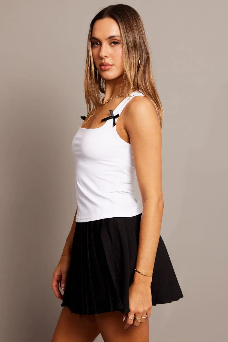 AntiPilling Finish Comfortable Layer White Supersoft Tank Scoop Neck Sleeveless Ribbon