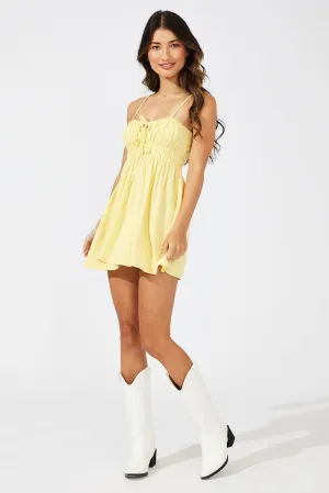 ComfortStretch Yellow Fit And Flare Dress Sleeveless Mini