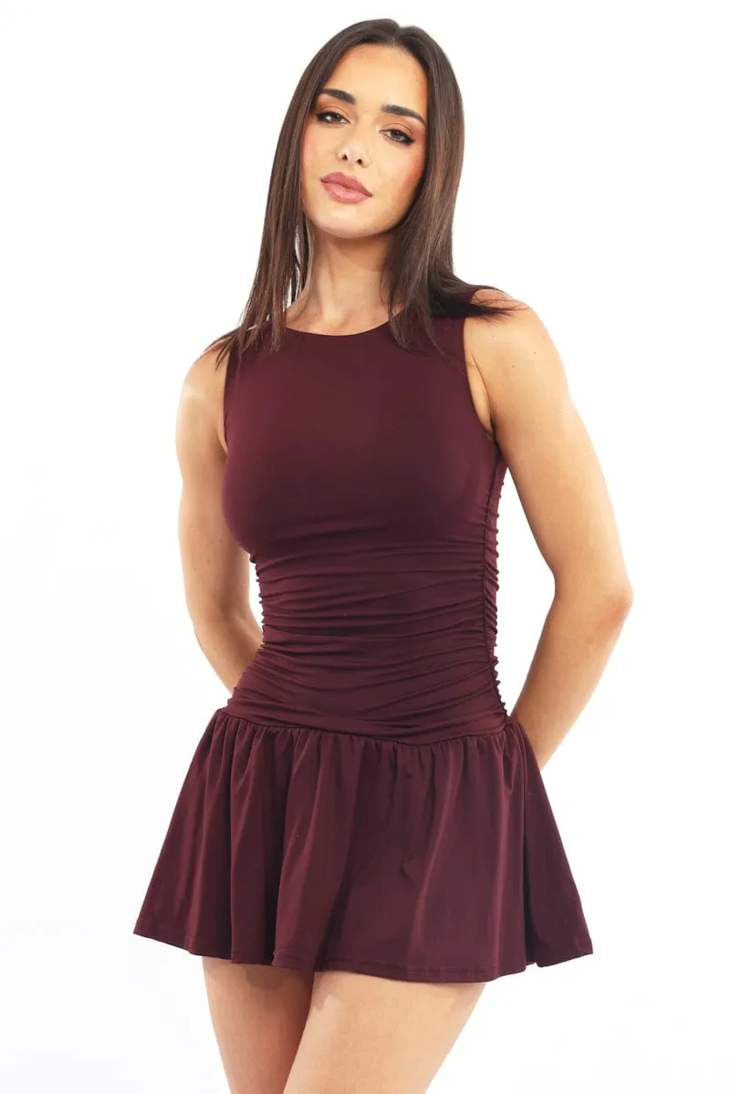 Red Mini Dress Drop Waist elegant design Day-to-evening versatile mini