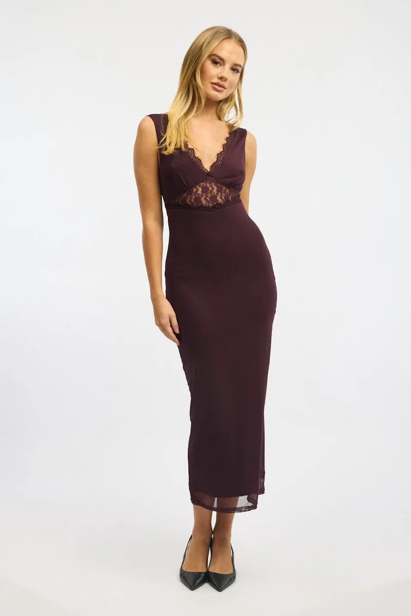 Red Bodycon Dress Sleeveless Mesh NonRestrictive Design Low Maintenance