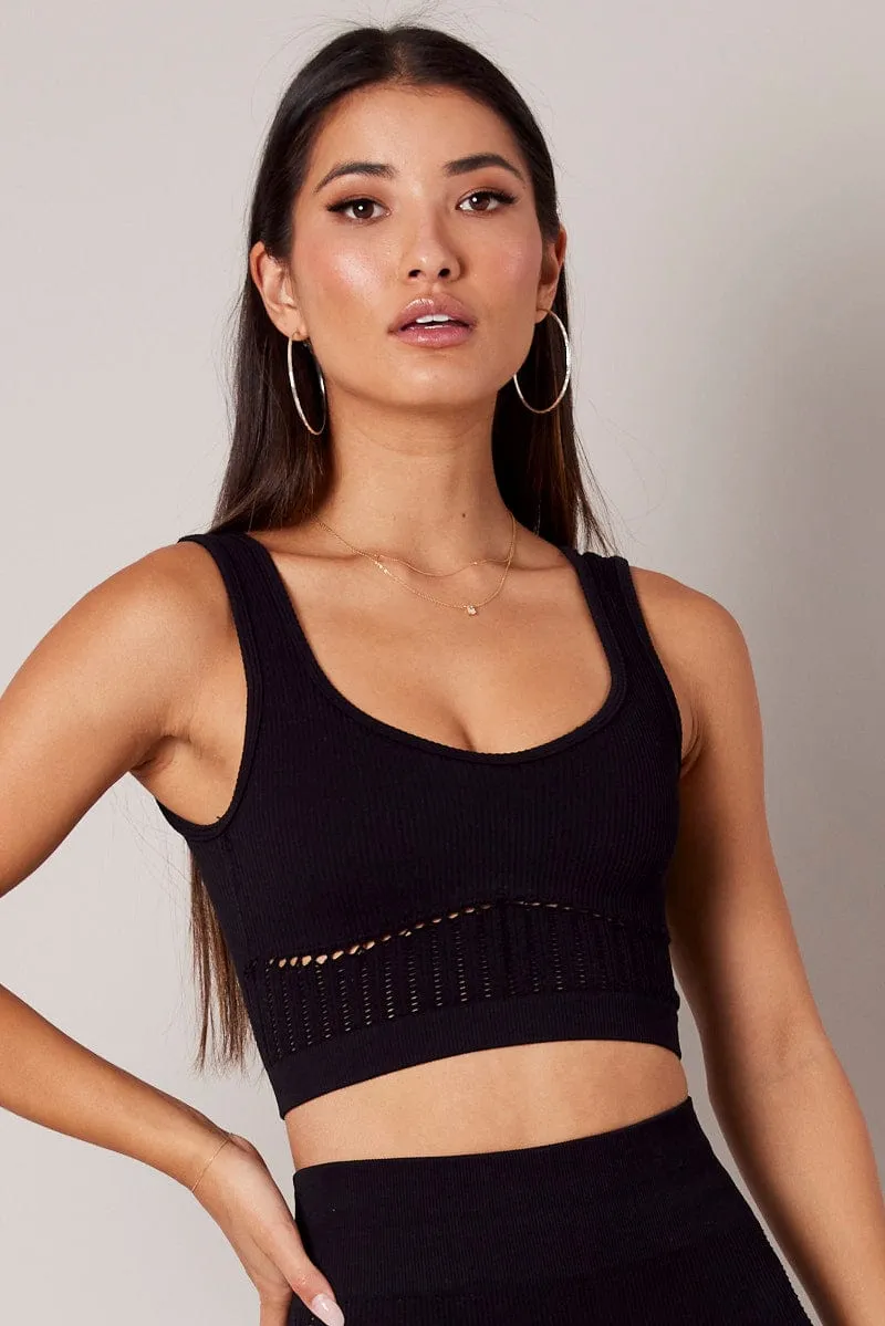 Lightweight Composite BiasCut Trims Black Tank Top V Neck Seamless