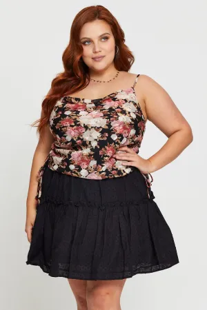 Black Mini Skater Skirt Cotton Blend Elastic Waist Comfort First Eco conscious