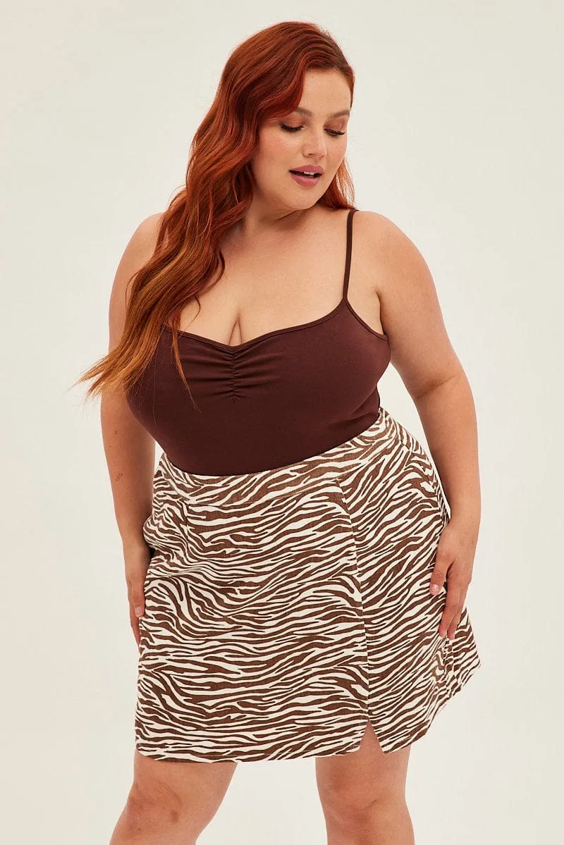 Soft Lining Outfit Ideas Multi Animal Print Mini Skirt Zebra Print A Line Cotton