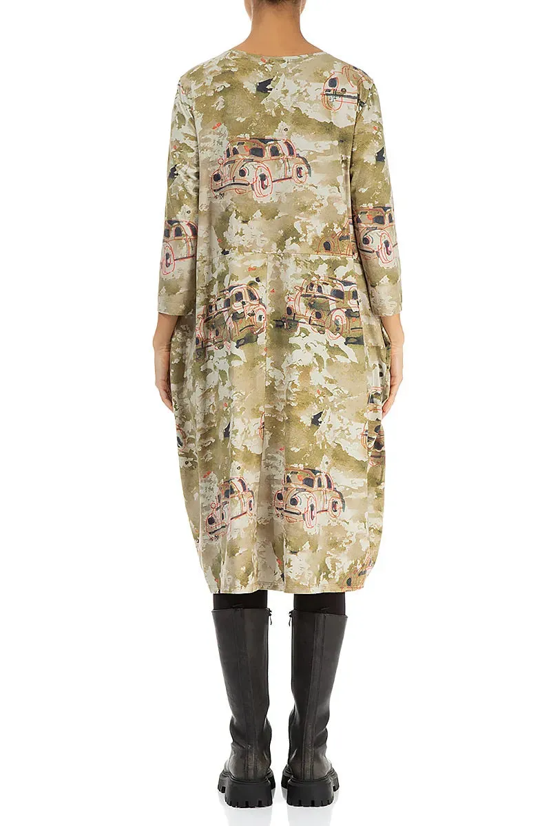 Sunset Scene Balloon Retro Cotton Dress