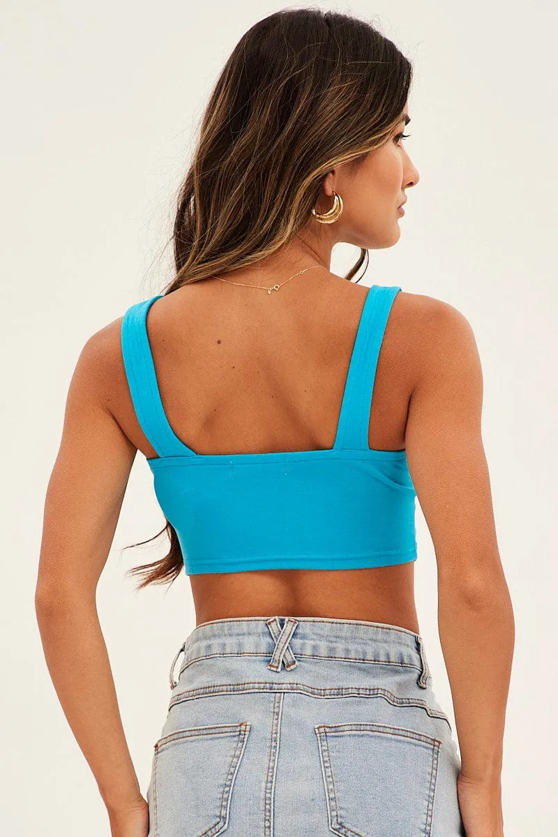 River Flow Smile Ease Blue Butterfly Tank Drawstring Front Crop