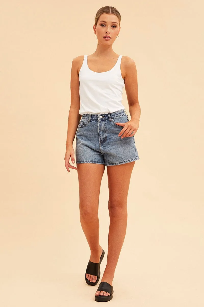 White Essential Scoop Neck Sleeveless Tank Summer Glow Professional Fit