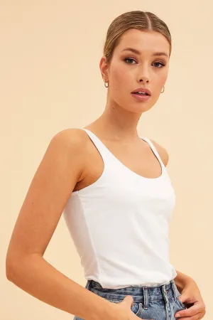 AntiSlip Grip Comfortable Shorts White Essential Scoop Neck Sleeveless Tank