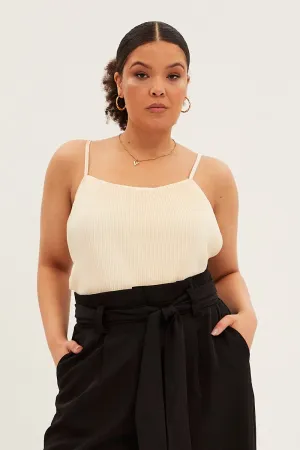 White Plisse Top Sleeveless StaticResistant AdjustableWaistband