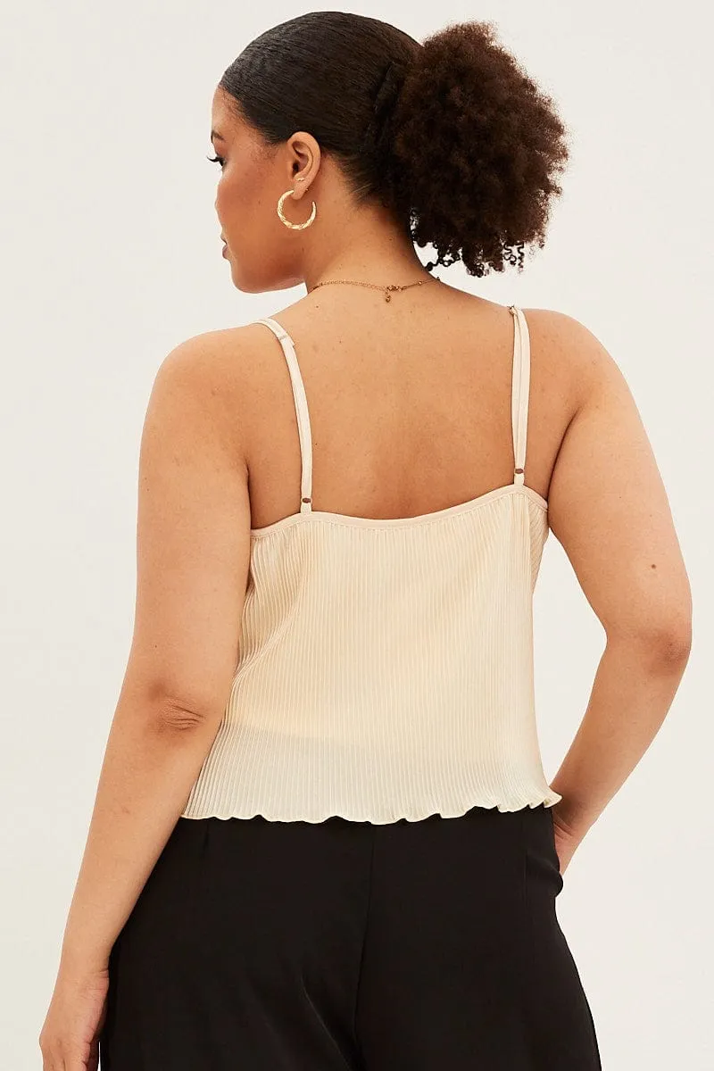 River Flow Group Mood White Plisse Top Sleeveless
